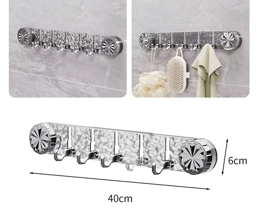 Κρεμάστρα Μπάνιου - Κουζίνας 40cm Χωρίς Τρύπημα με Βεντούζα & Σιλικόνη – Ισχυρή Στήριξη