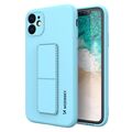 Wozinsky Kickstand Case flexible silicone cover with a stand iPhone 12 light blue - Cell phone cases and covers
