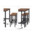 Σετ Μεταλλικό Ορθογώνιο Τραπέζι - Bar 120 x 60 x 90 cm με 2 Σκαμπό VASAGLE LBT15X -  Τραπέζια