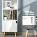 HOMCOM Βιβλιοθήκη Ράφι με 3 Ράφια και 1 Ξύλινο Ντουλάπι, 40x30x129,5cm - Λευκό -  Βιβλιοθήκες
