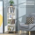 HOMCOM Βιβλιοθήκη Ράφι με 3 Ράφια και 1 Ξύλινο Ντουλάπι, 40x30x129,5cm - Λευκό -  Βιβλιοθήκες