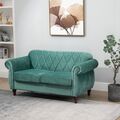 Διθέσιος καναπές Homcom σε αφρώδες καουτσούκ και πράσινο βελούδο Vintage σχέδιο 148 x 72 x 76 cm -  Καναπέδες