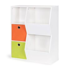 Παιδική Ξύλινη Βιβλιοθήκη με 3 Ράφια και 2 Υφασμάτινα Κουτιά Αποθήκευσης 76 x 28.2 x 94 cm Ecotoys ZKB-01A -  Διάφορα Αξεσουάρ