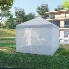Outsunny 3x3 Nylon Gazebo Wall, Σετ 3 τεμαχίων κουνουπιέρα με 6 παράθυρα και πόρτα με φερμουάρ, 300Lx195cm -  Τέντες - Κιόσκια