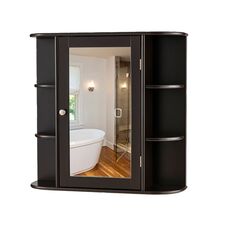 Καθρέπτης Μπάνιου με Ντουλάπι 66 x 16.7 x 63 cm Χρώματος Καφέ Costway JV10446BN -  Έπιπλα Μπάνιου