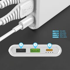 Dudao power bank 10000mAh 18W Quick Charge Power Delivery 2x USB / 1x USB Type C white (K12PQ_W) - Cell phone USB charger