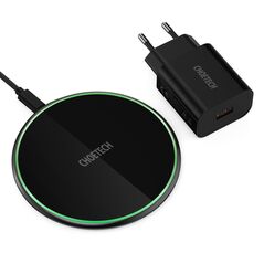 Choetech 15W Wireless Qi Charger for Earphone Phone + USB Type C Cable + 18W QuickCharge Adapter Black (T559-F) - Cell phone USB charger