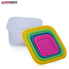 Herzberg Σετ 5 πλαστικά δοχεία φαγητού με καπάκια HG-SFS5N1 - ΑΠΟΘΗΚΕΥΣΗ ΤΡΟΦΙΜΩΝ