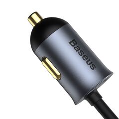 Baseus Share Together car charger with extension cord, 3x USB, USB-C, 120W (gray) - ELECTRONICS