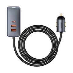 Baseus Share Together car charger with extension cord, 3x USB, USB-C, 120W (gray) - ELECTRONICS
