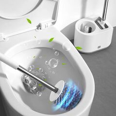 Silicone Toilet Brush Holder Leak Proof with Base Set Wall Mounted White Diamandino - HOUSEHOLD & GARDEN