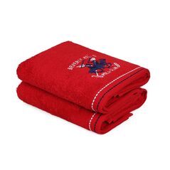 Σετ με 2 Πετσέτες Προσώπου 50 x 90 cm Χρώματος Κόκκινο Beverly Hills Polo Club 355BHP2228 -  Πετσέτες