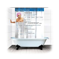 Κουρτίνα Μπάνιου με Κρίκους 180 x 180 cm Social Network MWS1472 -  Συσκευές Σαπουνιών