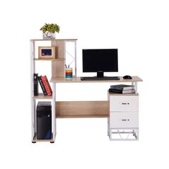 Ξύλινο Γραφείο με Θέση για Υπολογιστή 133 x 55 x 123 cm HOMCOM 920-016 - Έπιπλα Γραφείου