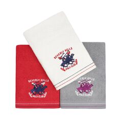 Σετ με 3 Πετσέτες Προσώπου 50 x 90 cm Χρώματος Κόκκινο - Γκρι - Λευκό Beverly Hills Polo Club 355BHP2291 -  Πετσέτες