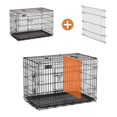 Αναδιπλούμενο Μεταλλικό Κλουβί Σκύλου με 2 Πόρτες 92.5 x 57.5 x 64 cm Feandrea PPD36BK -  Συρμάτινα Κλουβιά Σκύλων