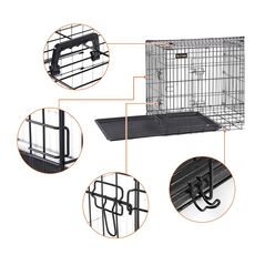 Αναδιπλούμενο Μεταλλικό Κλουβί Σκύλου με 2 Πόρτες 92.5 x 57.5 x 64 cm Feandrea PPD36BK -  Συρμάτινα Κλουβιά Σκύλων