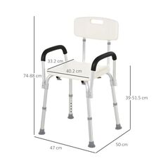 Αντιολισθητική Καρέκλα Μπάνιου με Ρυθμιζόμενο Ύψος HOMCOM 72-0007 -  Ορθοπεδικά