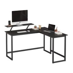 Γωνιακό Μεταλλικό Γραφείο 140 x 130 x 76 / 91.5 cm Χρώματος Μαύρο VASAGLE LWD56BK -  Έπιπλα Γραφείου