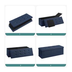 Πτυσσόμενο Σκαμπό με Αποθηκευτικό Χώρο Χρώματος Μπλε 110 x 38 x 38 cm Songmics LSF77IN - Αποθηκευτικοί Χώροι