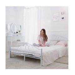 Διπλό Μεταλλικό Κρεβάτι 160 x 200 cm Χρώματος Λευκό Hoppline HOP1000897-2 -  Κρεβάτια