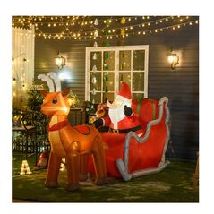 Φουσκωτός Άγιος Βασίλης με Έλκηθρο και LED Φωτισμό 310 x 78 x 148 cm HOMCOM 844-300 - Χριστουγεννιάτικα