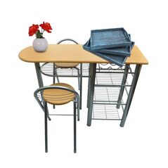 Σετ Μεταλλικό Τραπέζι - Bar 119 x 39.5 x 88 cm με 2 Πτυσσόμενα Σκαμπό Hoppline HOP1001096 - Τραπέζια