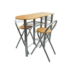 Σετ Μεταλλικό Τραπέζι - Bar 119 x 39.5 x 88 cm με 2 Πτυσσόμενα Σκαμπό Hoppline HOP1001096 - Τραπέζια