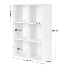 Ξύλινη Βιβλιοθήκη με 6 Ράφια 65.5 x 30 x 97.5 cm Χρώματος Λευκό VASAGLE LBC203D -  Έπιπλα Γραφείου