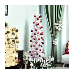 Χριστουγεννιάτικο Δέντρο 1.80 m Slimline Χρώματος Λευκό HOMCOM 830-182WT - Χριστουγεννιάτικα