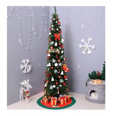 Χριστουγεννιάτικο Δέντρο 1.80 m Slimline Χρώματος Πράσινο HOMCOM 830-182 -  Χριστουγεννιάτικα