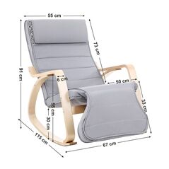 Ξύλινη Κουνιστή Πολυθρόνα με Ρυθμιζόμενο Υποπόδιο 67 x 91 x 115 cm Songmics LYY42G -  Πολυθρόνες