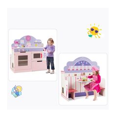 Σετ Παιδική Κουζίνα και Εστιατόριο 2 σε 1 Costway HW64637 - Παιδικά Παιχνίδια