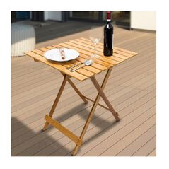Ξύλινο Πτυσσόμενο Τραπέζι Εξωτερικού Χώρου 80 x 60 x 76 cm MWS17609 -  Έπιπλα Εξωτερικού Χώρου