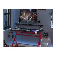 Μεταλλικό Γραφείο Gaming με Ξύλινη Επιφάνεια 120 x 60 x 96.5 cm HOMCOM 836-312 -  Gaming