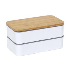 Φαγητοδοχείο - Lunch Box 2 Επιπέδων με Μαχαιροπίρουνα και Καπάκι από Μπαμπού 18.5 x 10.5 x 9.7 cm Cook Concept KA4820 - Φαγητοδοχεία