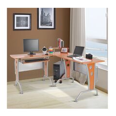 Μεταλλικό Γωνιακό Γραφείο με Θέση για Υπολογιστή 165 x 145 x 86.5 cm HOMCOM A2-0076 -  Έπιπλα Γραφείου