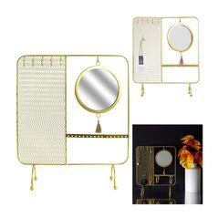 Μεταλλικό Σταντ Κοσμημάτων με Καθρέπτη 35.5 x 30 x 10 cm Home Deco Factory HD5074 -  Κοσμηματοθήκες