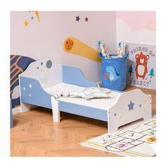Ξύλινο Χαμηλό Μονό Παιδικό Κρεβάτι 143 x 74 x 59 cm για Στρώμα 140 x 70 x 5-10 cm HOMCOM 311-021 - Κρεβάτια