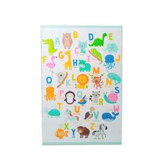 Παιδικό Χαλί με Μοτίβο Ζώα και Γράμματα 130 x 180 cm Hoppline HOP1001235-3 -  Παιδικά Λευκά Είδη