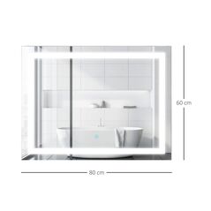 Καθρέπτης Μπάνιου με LED Φωτισμό 80 x 60 x 4 cm HOMCOM 834-031 -  Συσκευές Σαπουνιών
