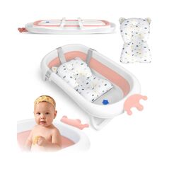 Πτυσσόμενη Μπανιέρα Μωρού με Μαξιλάρι 90 x 21.5 x 50 cm Χρώματος Ροζ Ricokids RK-280-WP -  Μπάνιο Μωρού
