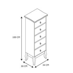 Ξύλινη Συρταριέρα με 5 Συρτάρια 34 x 30 x 100 cm Home Deco Factory HD68221 - Αποθηκευτικοί Χώροι