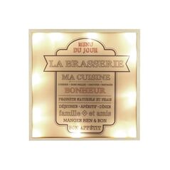 Επιτοίχιο Ξύλινο Τετράγωνο Φωτιστικό LED Πίνακας La Brasserie 24 x 24 x 3 cm Home Deco Factory HD1466 -  Φωτισμός Εσωτερικού Χώρου