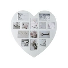 Ξύλινη Κορνίζα 13 Θέσεων σε Σχήμα Καρδιά 59 x 1.5 x 59.5 cm Χρώματος Λευκό Atmosphera 150600-White -  Διακόσμηση
