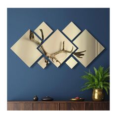 Σετ Επιτοίχιοι Καθρέπτες σε Τετράγωνο Σχήμα Χρώματος Χρυσό 7 τμχ Home Deco Factory HD4373-Pattern -  Διακόσμηση