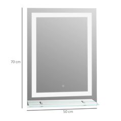 Καθρέπτης Μπάνιου με LED Φωτισμό 50 x 2.7 x 70 cm Kleankin 834-138V70 -  Συσκευές Σαπουνιών