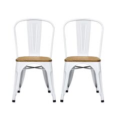Σετ Μεταλλικές Καρέκλες με Ξύλινο Κάθισμα 84 x 48 x 45 cm 2 τμχ Hoppline HOP1001226-1 -  Καρέκλες