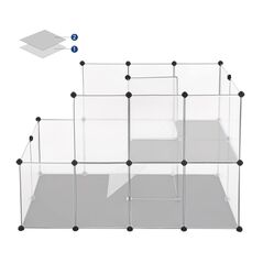 Πολυμορφικό Κλουβί - Πάρκο Εκπαίδευσης Κατοικίδιου με 27 Πάνελ 143 x 73 x 93 cm Songmics LPC03W -  Κλουβιά Τρωκτικών