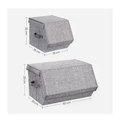 Σετ Πτυσσόμενα Υφασμάτινα Κουτιά Αποθήκευσης με Μεταλλικό Σκελετό 50 x 35 x 25 cm 3 τμχ Songmics RLB12GY - Αποθηκευτικοί Χώροι
